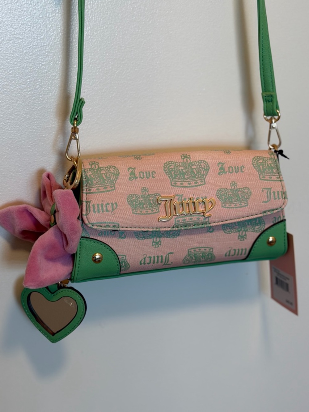 Juicy Couture Pink Diamond Juicy Fan Club crossbody bag NWT pink viral pattern